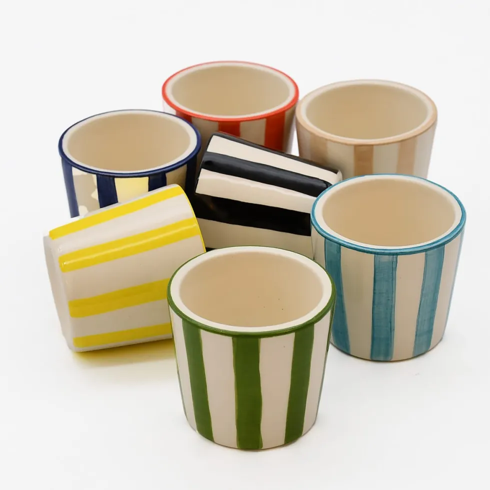Tasse à espresso rayée "Costa Nova Mar" - Turquoise