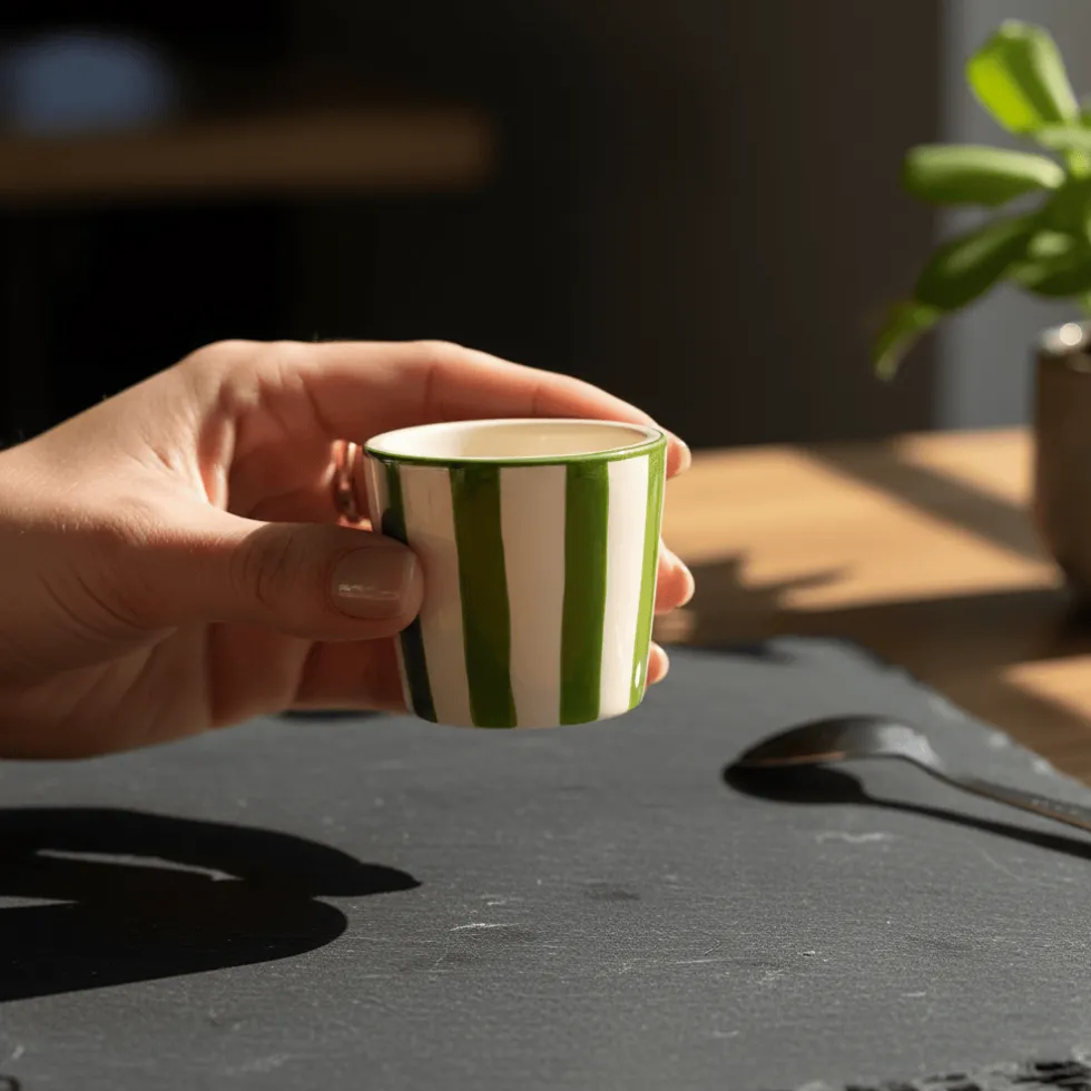 Tasse à espresso rayée "Costa Nova Mar" - Vert