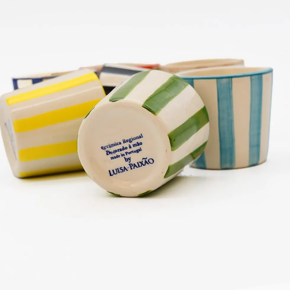 Tasse à espresso rayée "Costa Nova Mar" - Vert