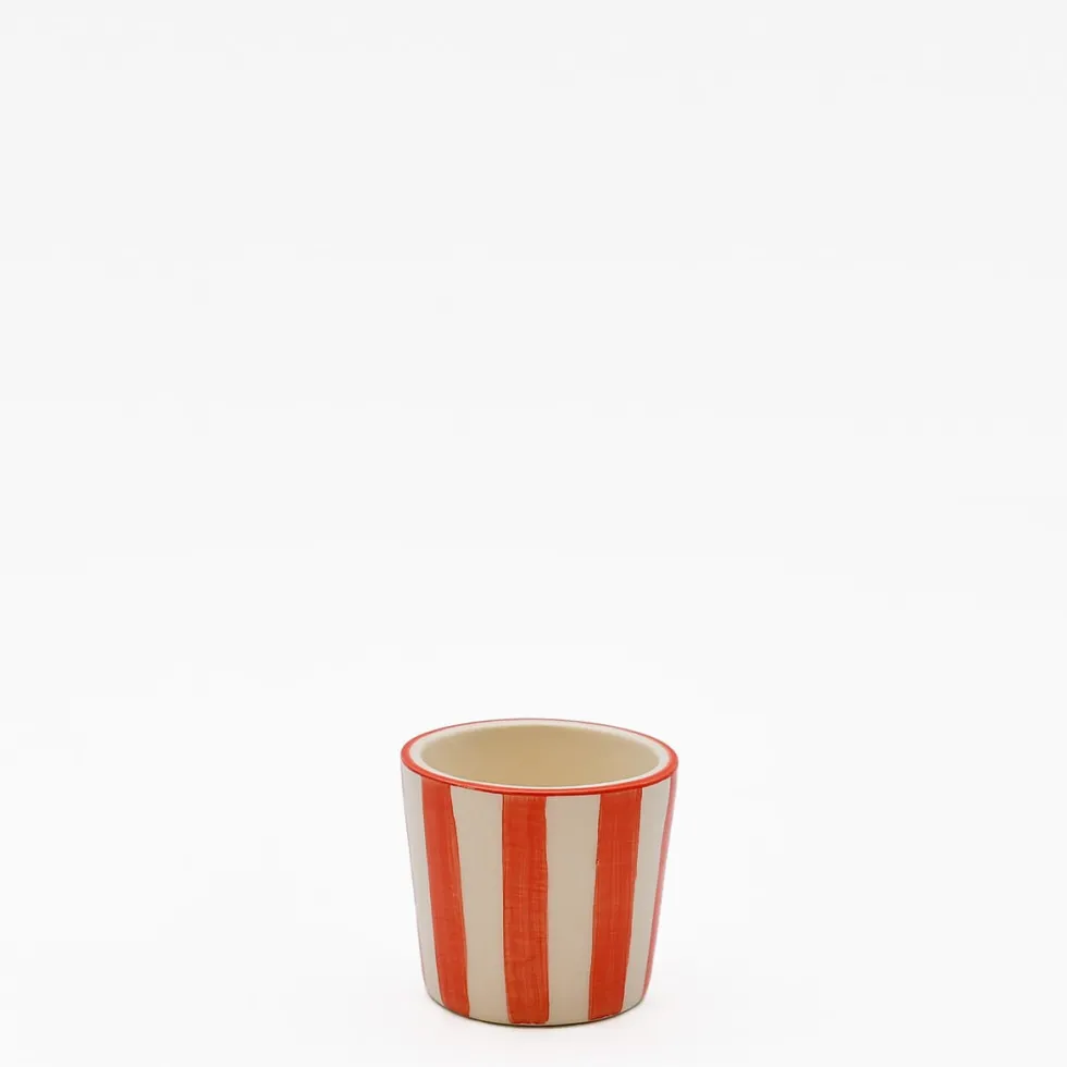 Tasse à espresso rayée "Costa Nova Mar" - Rouge