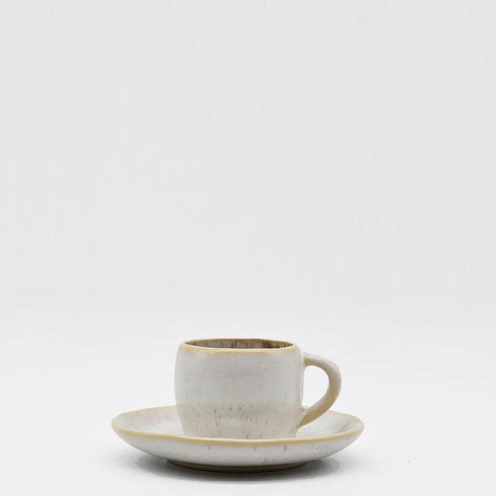 Tasse et sous tasse en grès "Eivissa" - Blanc