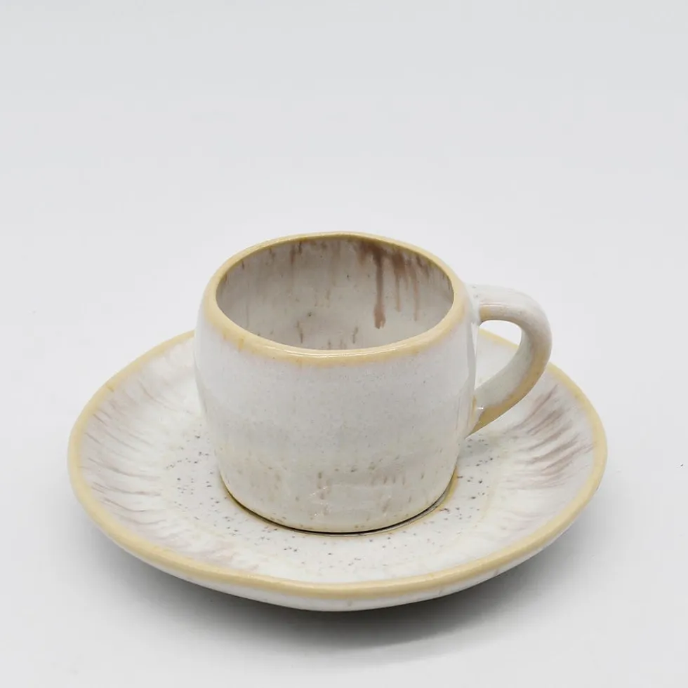 Tasse et sous tasse en grès "Eivissa" - Blanc