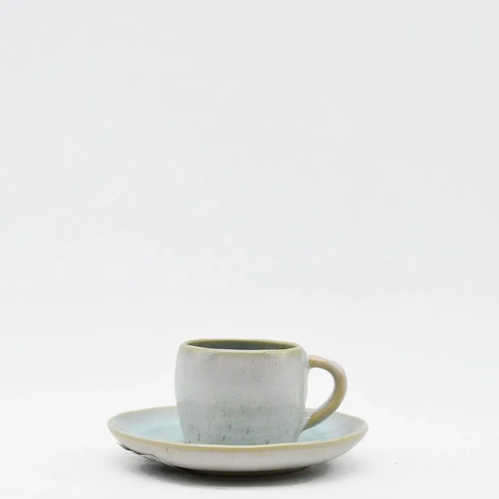 Tasse et sous tasse en grès "Eivissa" - Bleu
