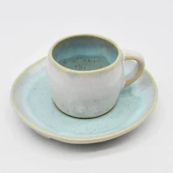 Tasse et sous tasse en grès "Eivissa" - Bleu