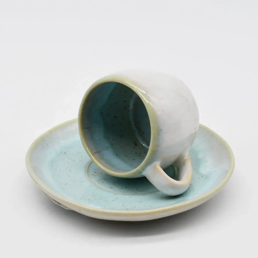 Tasse et sous tasse en grès "Eivissa" - Bleu