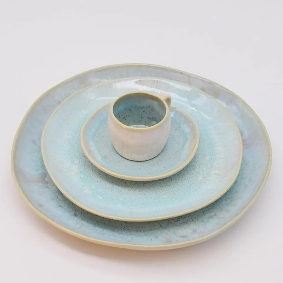 Tasse et sous tasse en grès "Eivissa" - Bleu
