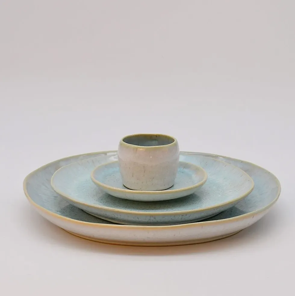 Tasse et sous tasse en grès "Eivissa" - Bleu