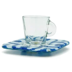 Tasse et sous tasse en verre fusionné 
