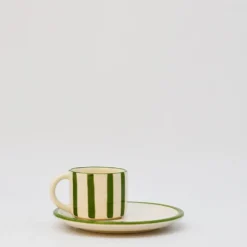 Tasse et sous-tasse rayés 