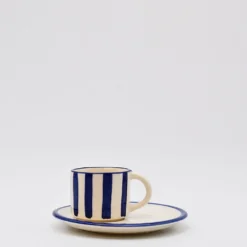 Tasse et sous-tasse rayés "Costa Nova Mar" - Bleu
