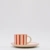 Tasse et sous-tasse rayés "Costa Nova Mar" - Rouge
