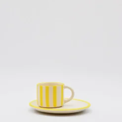 Tasse et sous-tasse rayés "Costa Nova Mar" - Jaune