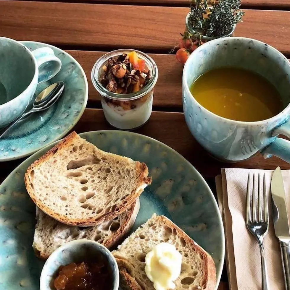 Tasse à thé et en grès "Madeira" - Verte