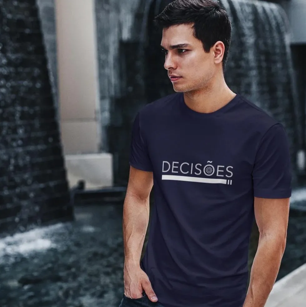 Tee-shirt unisexe "Decisões" - Bleu