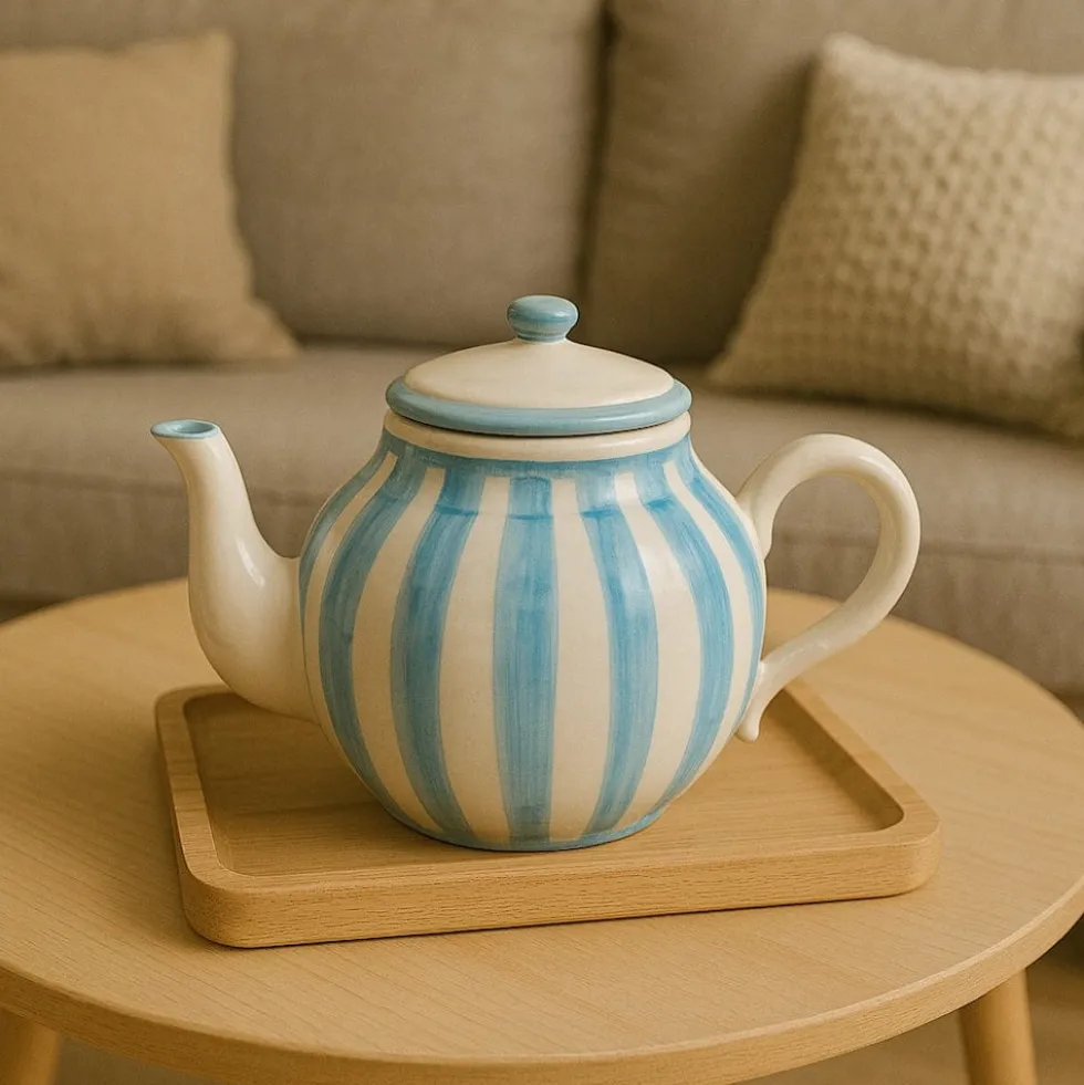 Théière rayée "Costa Nova Mar" - Turquoise
