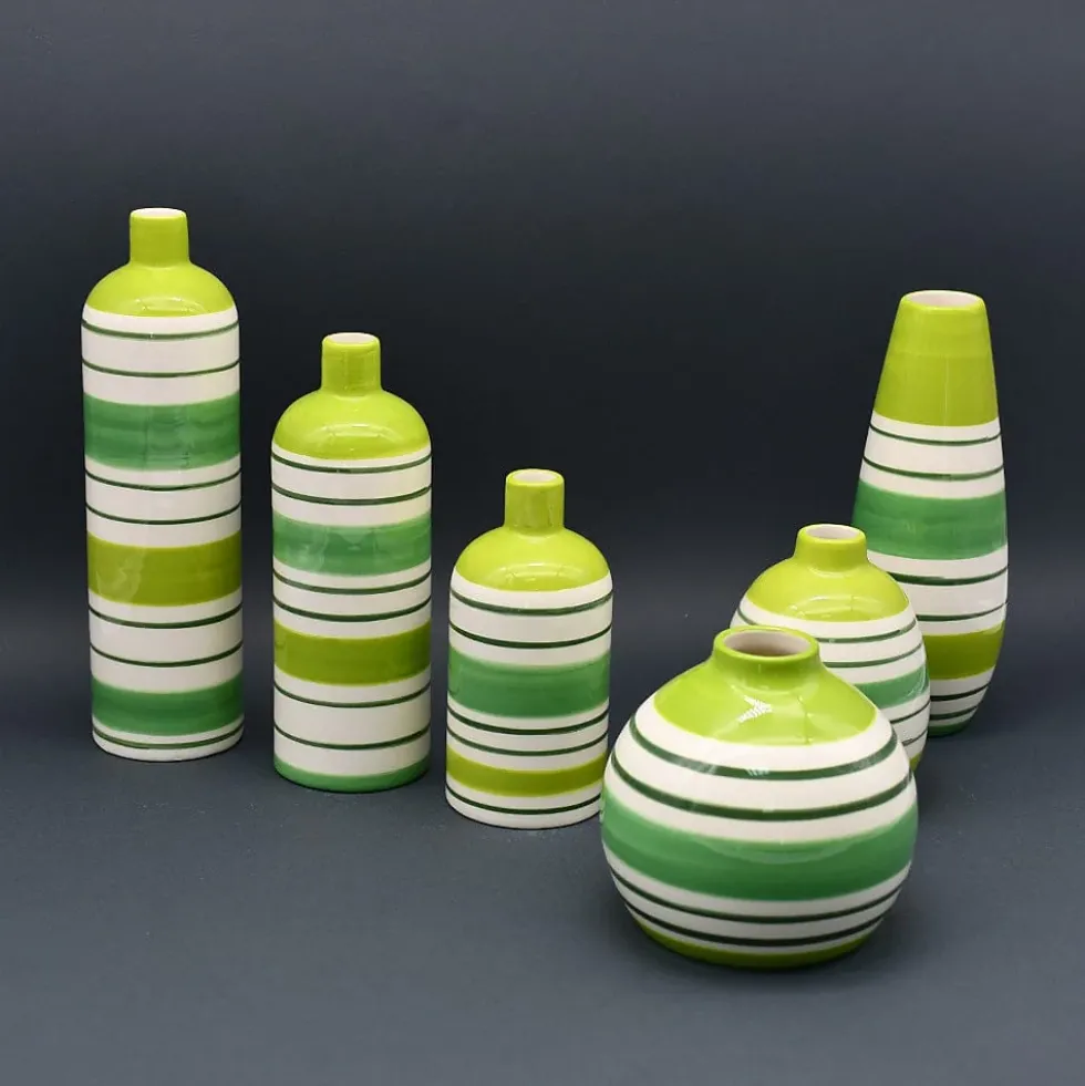 Vase boule rayé - Vert