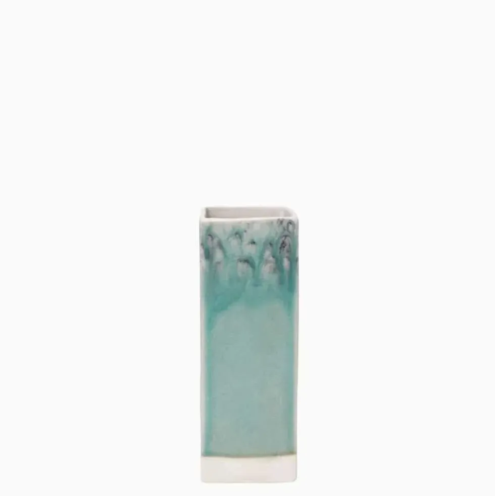 Vase carré en grès "Madeira" - Vert