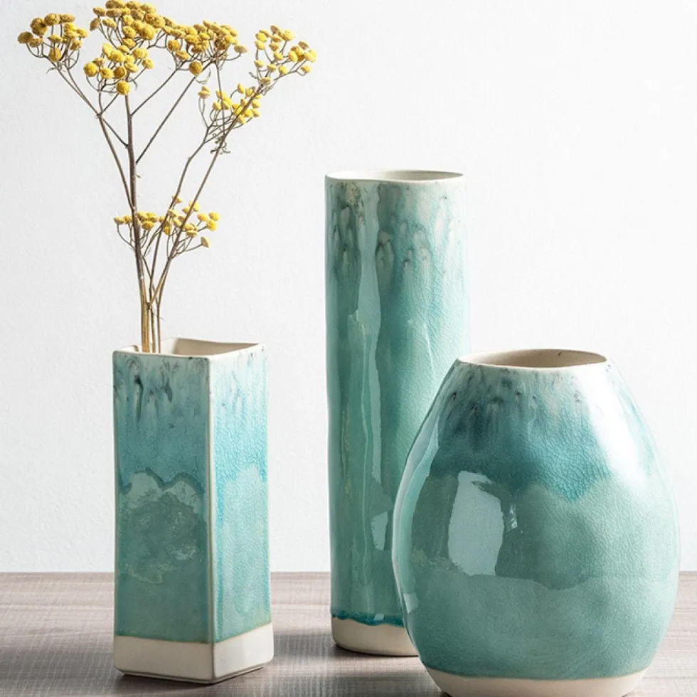 Vase carré en grès "Madeira" - Vert