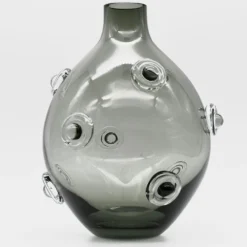 Vase en verre soufflé "Donuts" - Gris