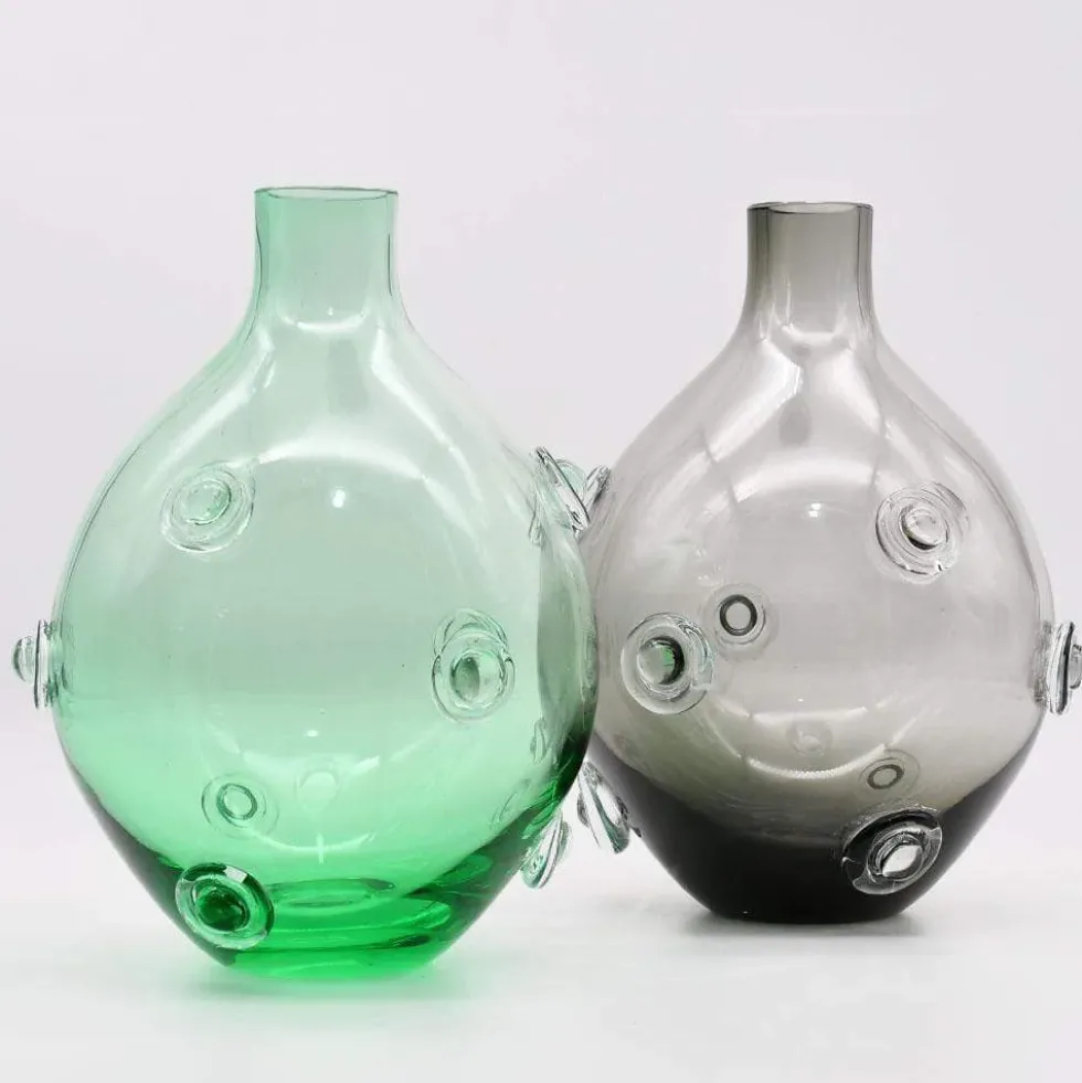 Vase en verre soufflé "Donuts" - Vert