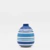 Vase ovale rayé - Bleu
