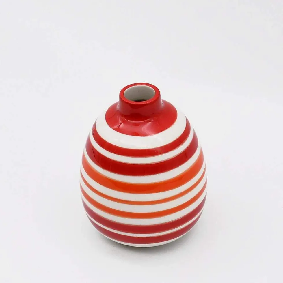Vase ovale rayé - Rouge