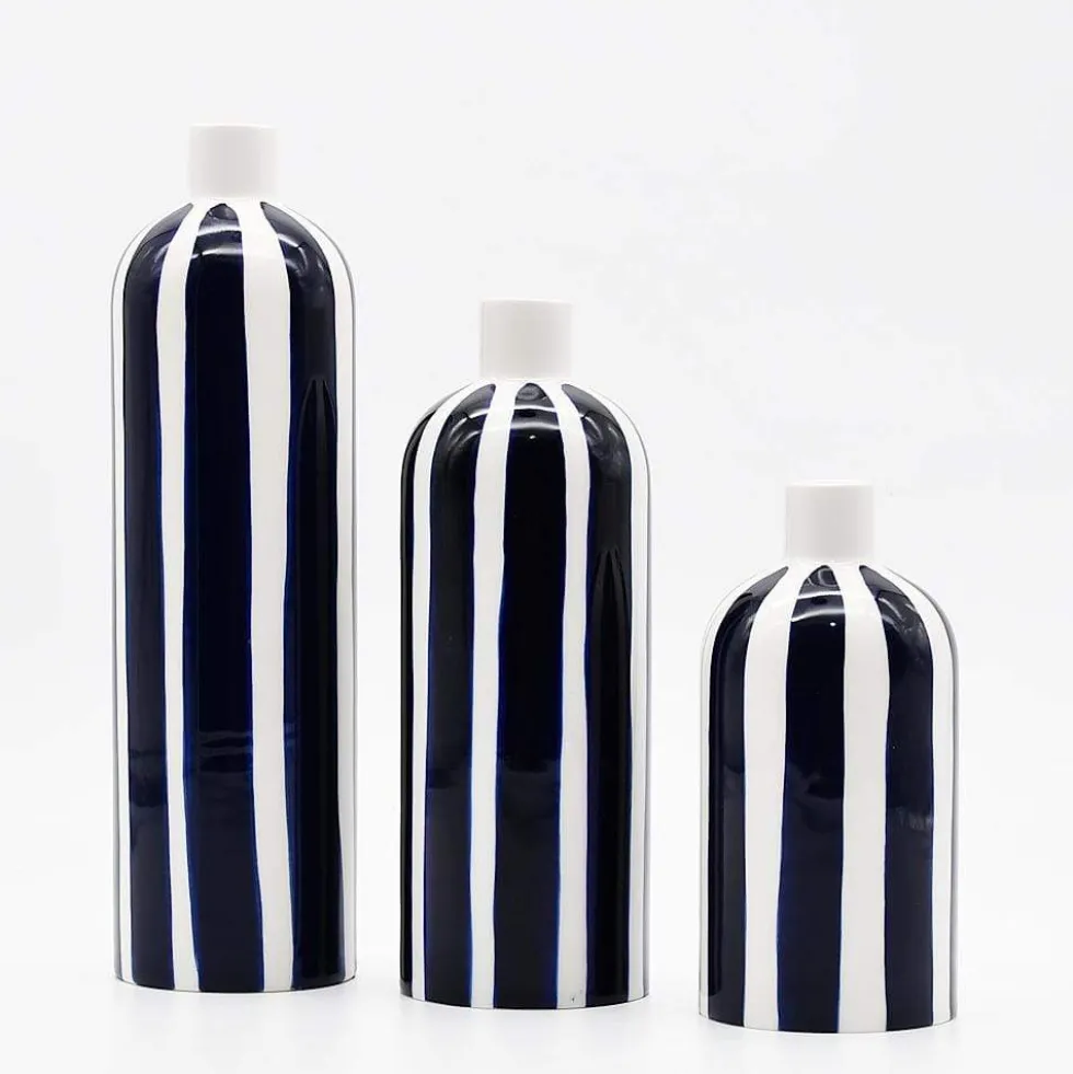 Vase rayé "Costa Nova" - Bleu cobalt