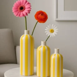 Vase rayé "Costa Nova" - Jaune