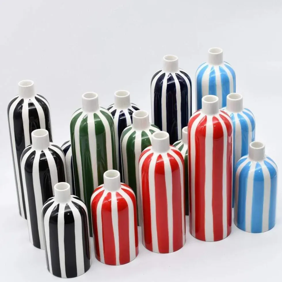 Vase rayé "Costa Nova" - Noir