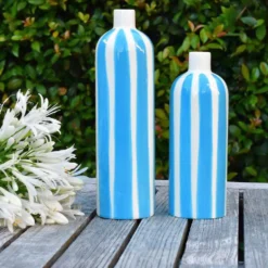 Vase rayé "Costa Nova" - Turquoise