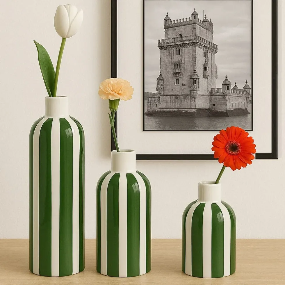 Vase rayé "Costa Nova" - Vert