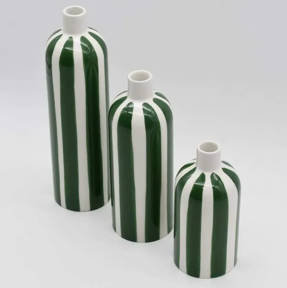 Vase rayé "Costa Nova" - Vert